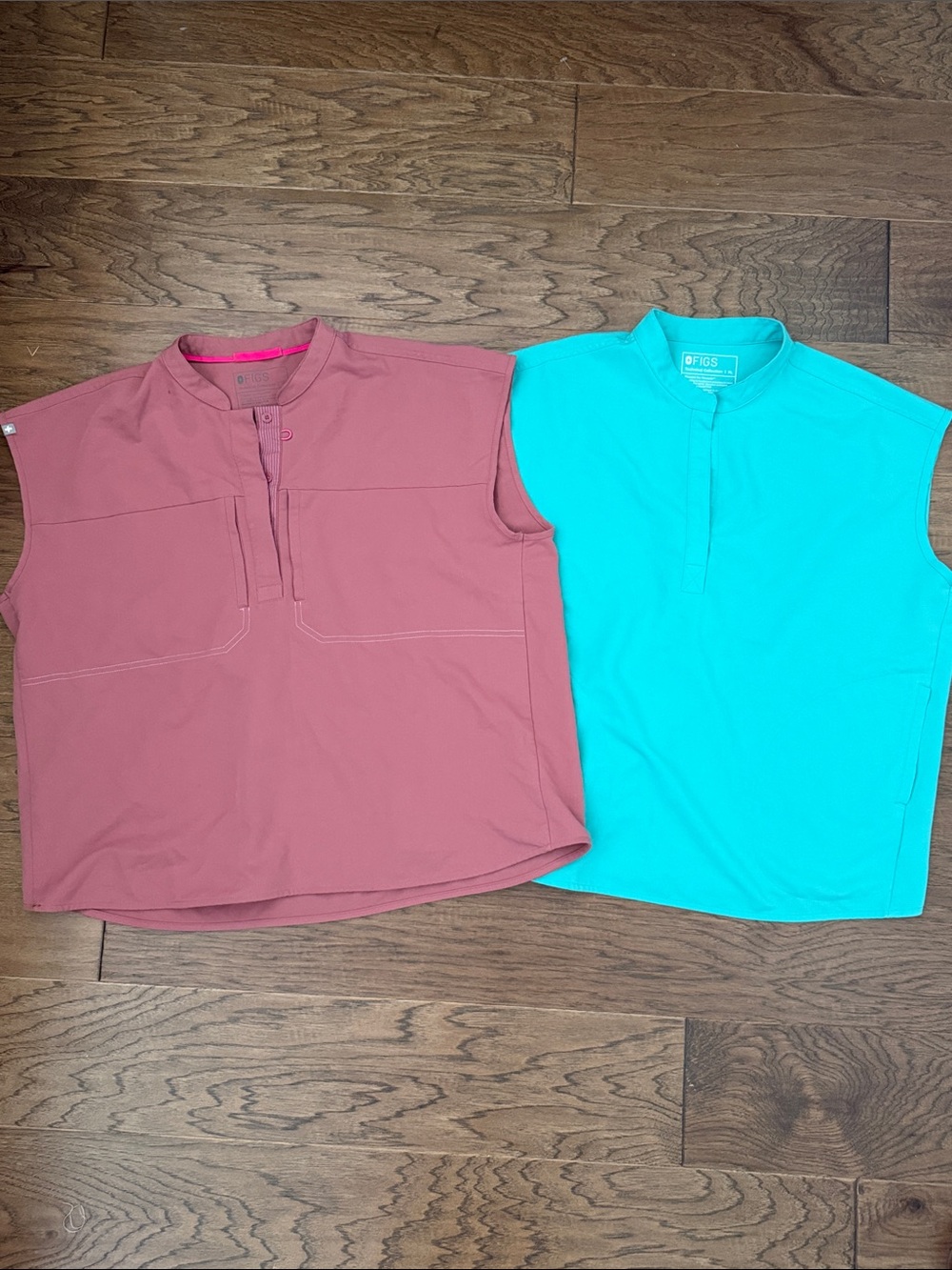 FIGS Rafaela Mauve and Teal Oversized Sleeveless Scrub Tops - Set of 2 Sz XL